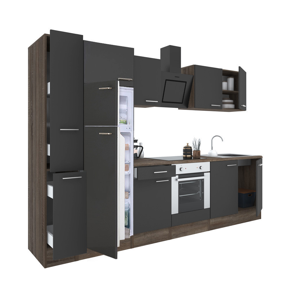 Leziter Mobilă de bucătărie Yorki 300 cu cuptor inferior și frigider cu congelator superior Mobalis Homvera