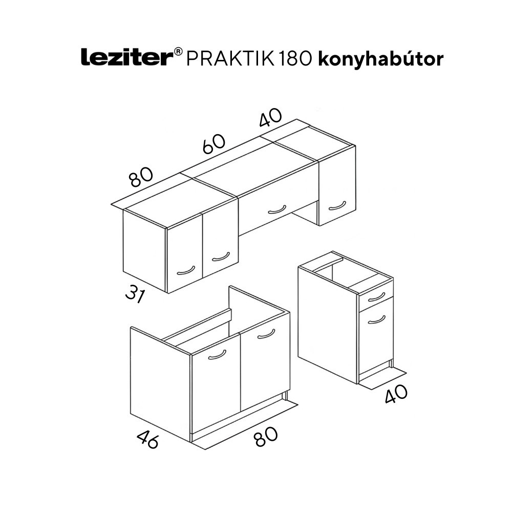 Leziter Mobilier de bucătărie Praktik 180 Mobalis Homvera