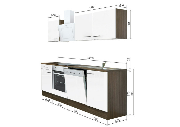 Leziter Mobilier de bucătărie Yorki 210, design cuptor inferior Mobalis Homvera