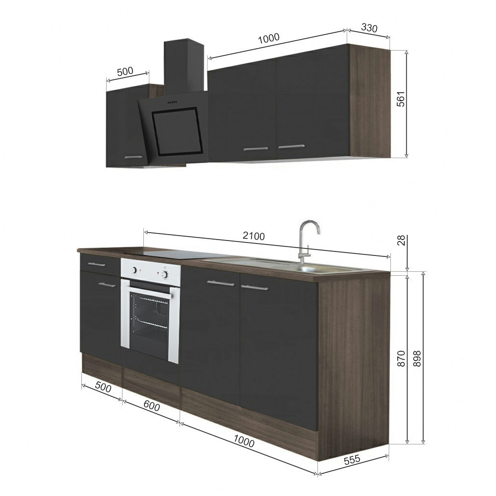 Leziter Mobilier de bucătărie Yorki 210, design cuptor inferior Mobalis Homvera