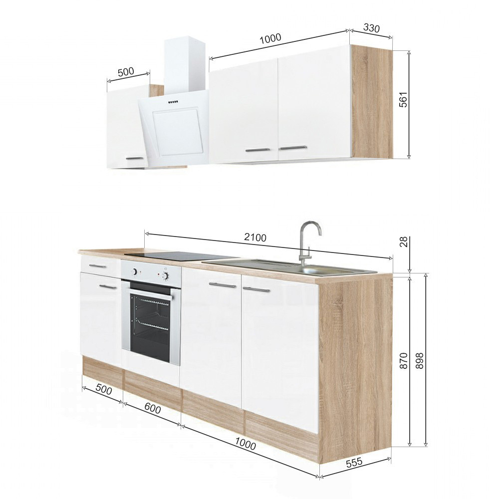 Leziter Mobilier de bucătărie Yorki 210, design cuptor inferior Mobalis Homvera