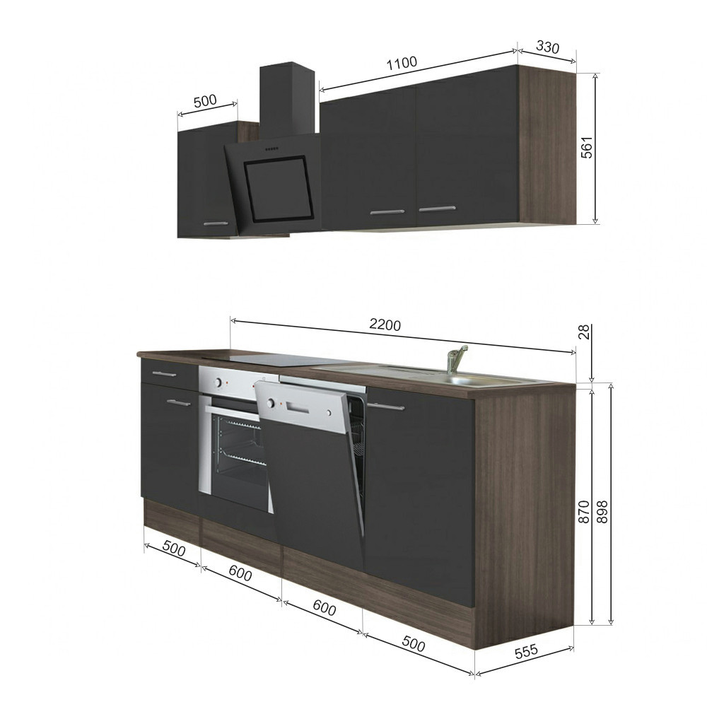 Leziter Mobilier de bucătărie Yorki 220, design cuptor inferior Mobalis Homvera