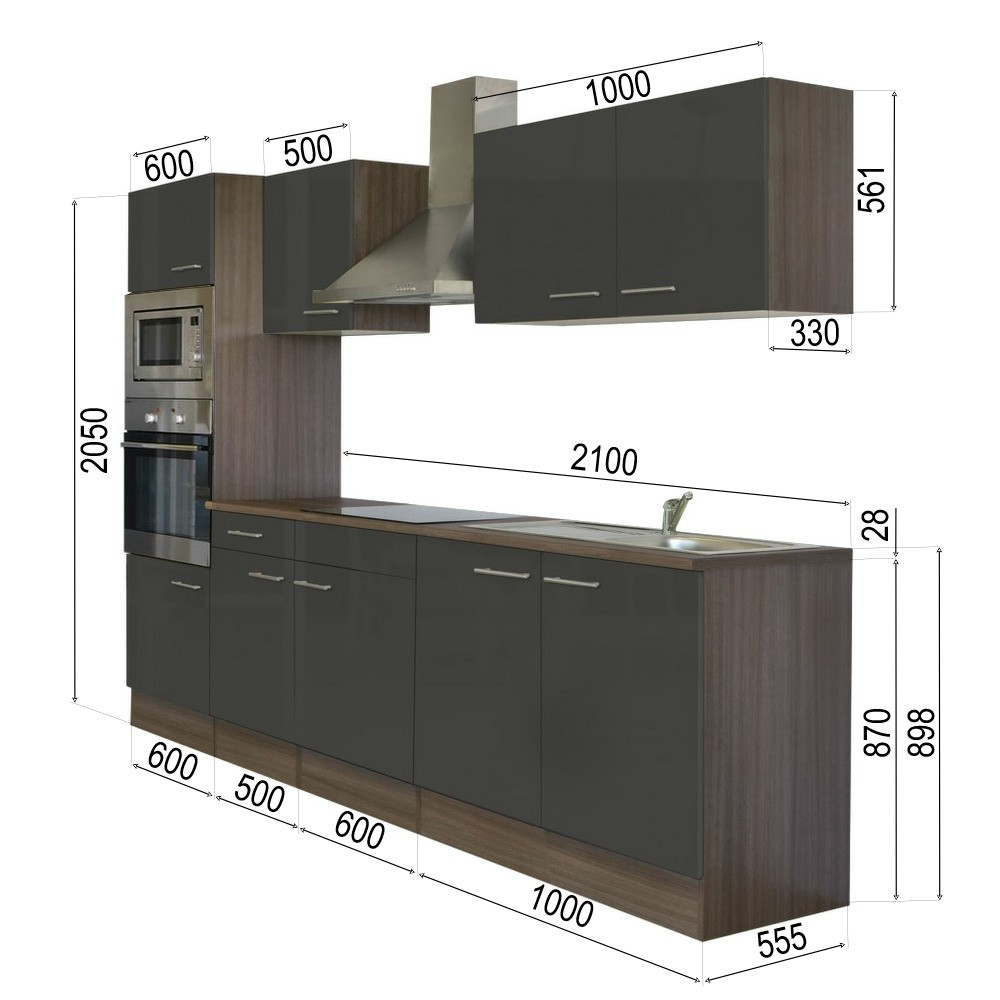 Leziter Mobilier de bucătărie Yorki 270 cu cuptor și cuptor cu microunde Mobalis Homvera