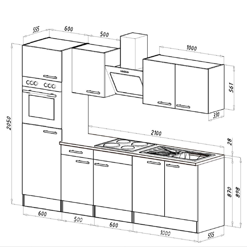 Leziter Mobilier de bucătărie Yorki 270 cu cuptor și cuptor cu microunde Mobalis Homvera