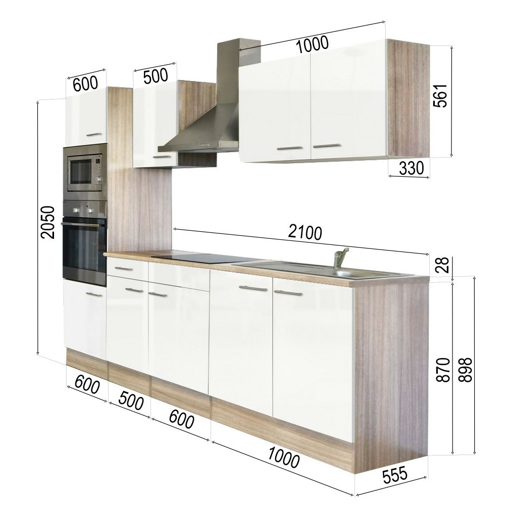 Leziter Mobilier de bucătărie Yorki 270 cu cuptor și cuptor cu microunde Mobalis Homvera