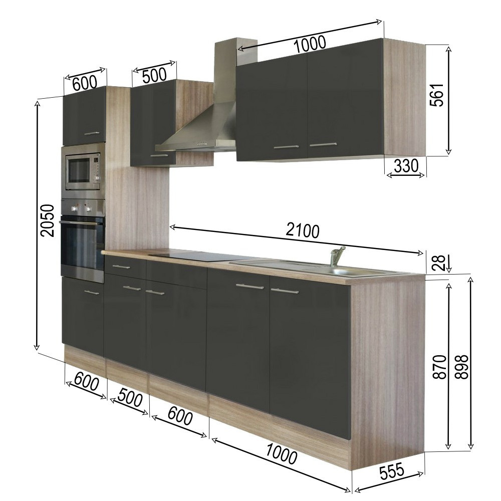 Leziter Mobilier de bucătărie Yorki 270 cu cuptor și cuptor cu microunde Mobalis Homvera