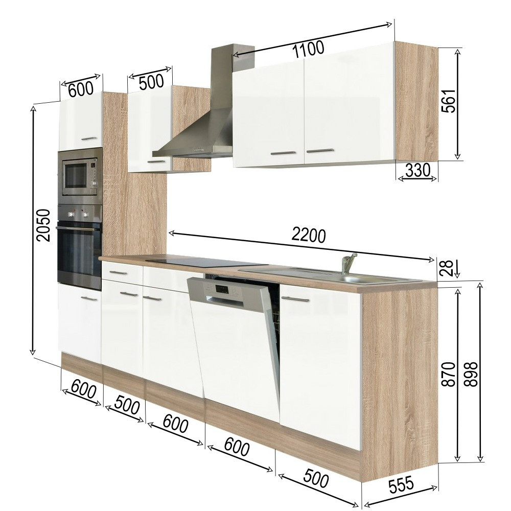 Leziter Mobilier de bucătărie Yorki 280 cu cuptor și cuptor cu microunde Mobalis Homvera