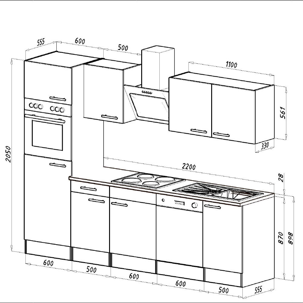Leziter Mobilier de bucătărie Yorki 280 cu cuptor și cuptor cu microunde Mobalis Homvera