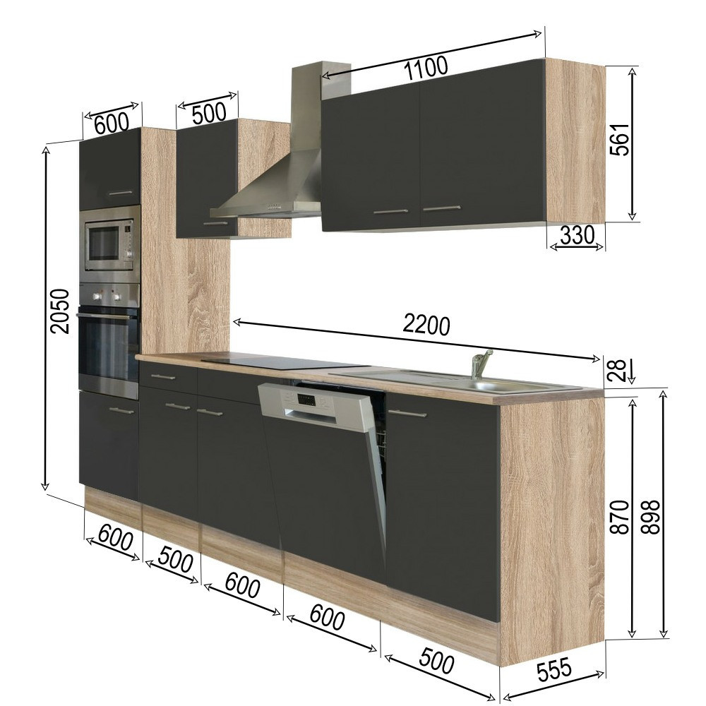 Leziter Mobilier de bucătărie Yorki 280 cu cuptor și cuptor cu microunde Mobalis Homvera