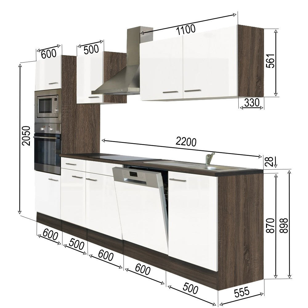 Leziter Mobilier de bucătărie Yorki 280 cu cuptor și cuptor cu microunde Mobalis Homvera