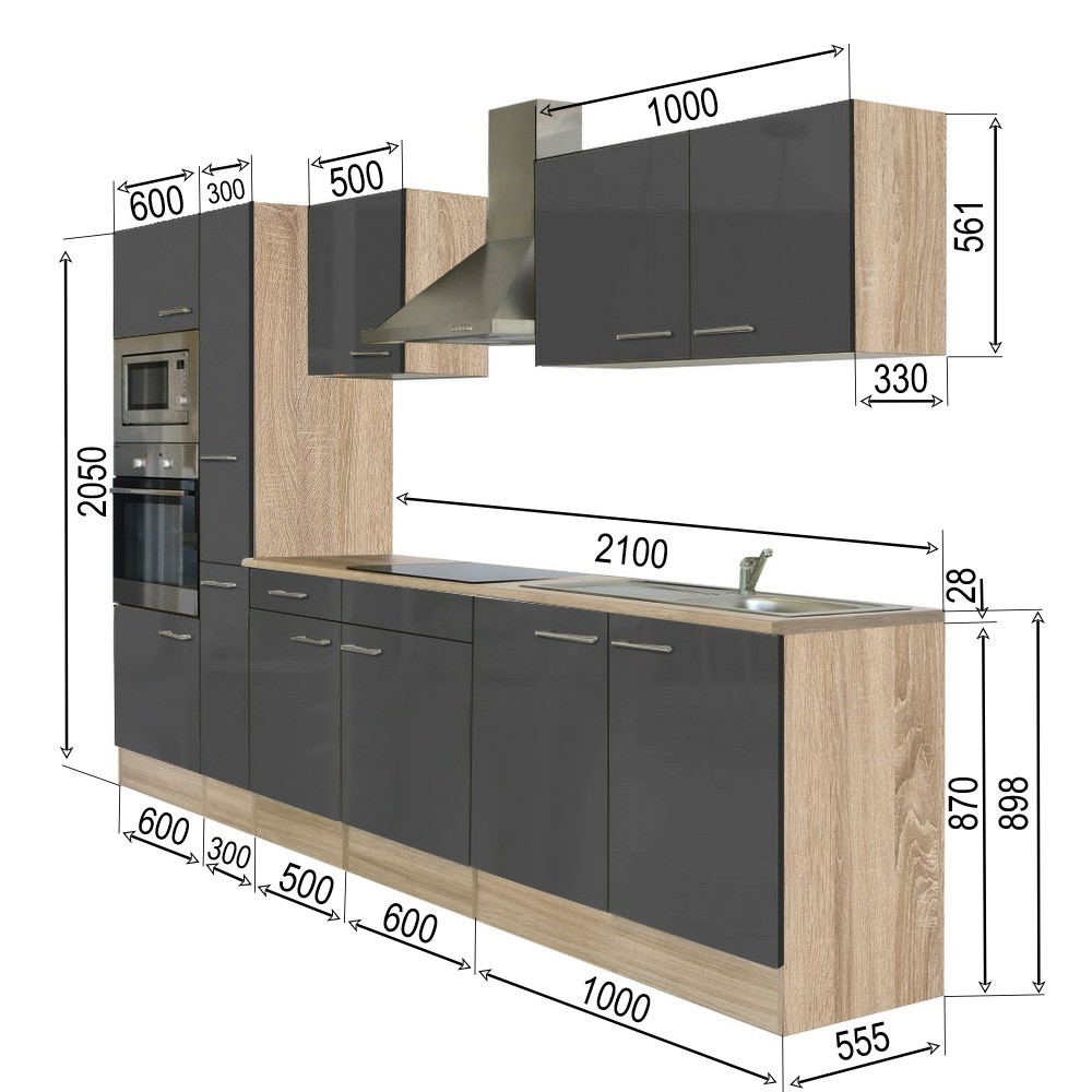 Leziter Mobilier de bucătărie Yorki 300 cu cuptor și cuptor cu microunde Mobalis Homvera