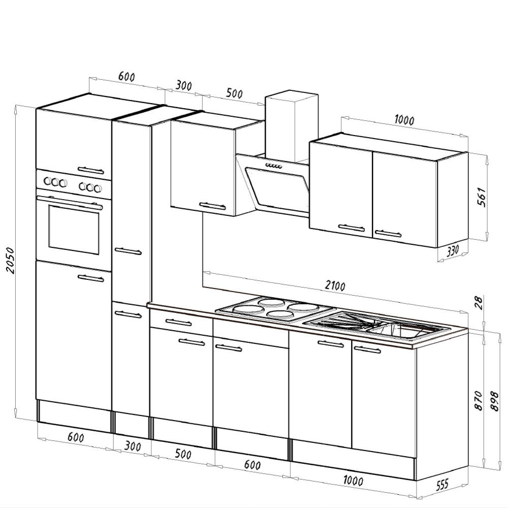 Leziter Mobilier de bucătărie Yorki 300 cu cuptor și cuptor cu microunde Mobalis Homvera