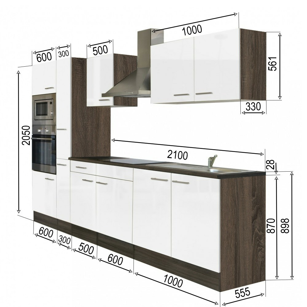 Leziter Mobilier de bucătărie Yorki 300 cu cuptor și cuptor cu microunde Mobalis Homvera