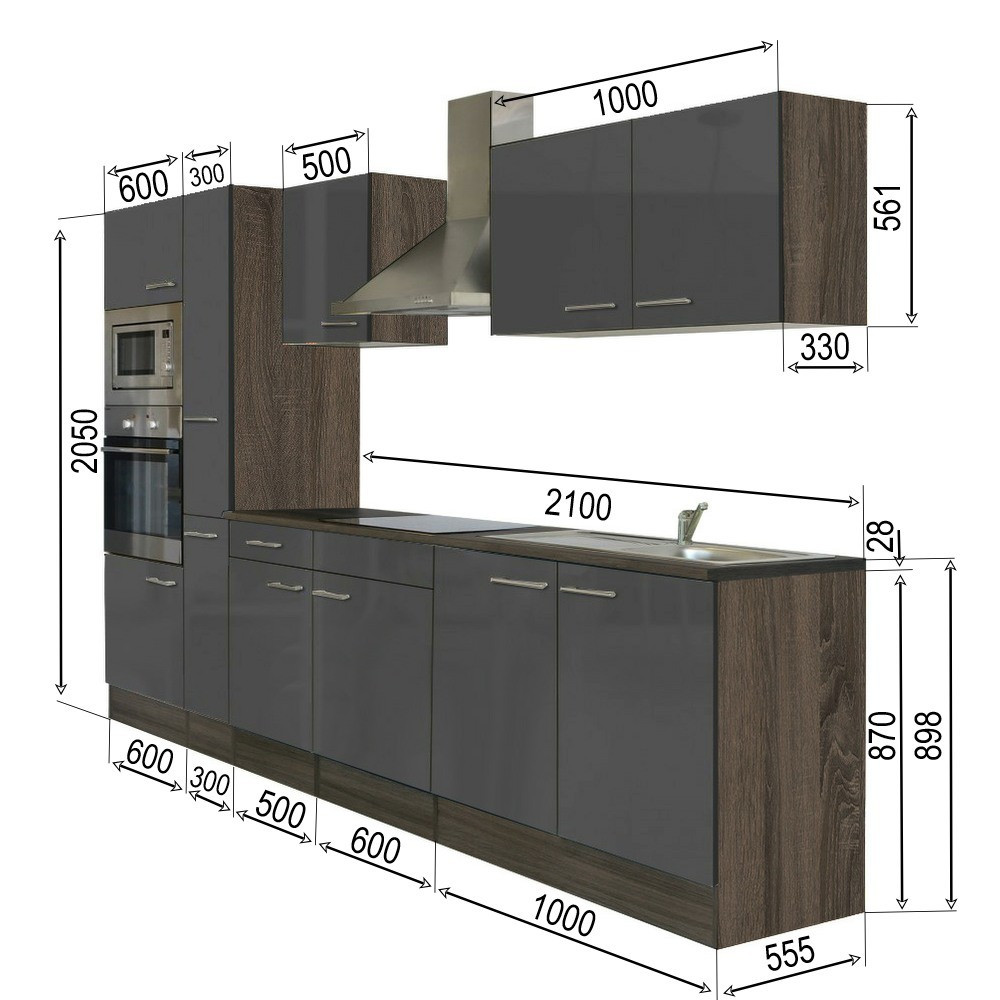 Leziter Mobilier de bucătărie Yorki 300 cu cuptor și cuptor cu microunde Mobalis Homvera