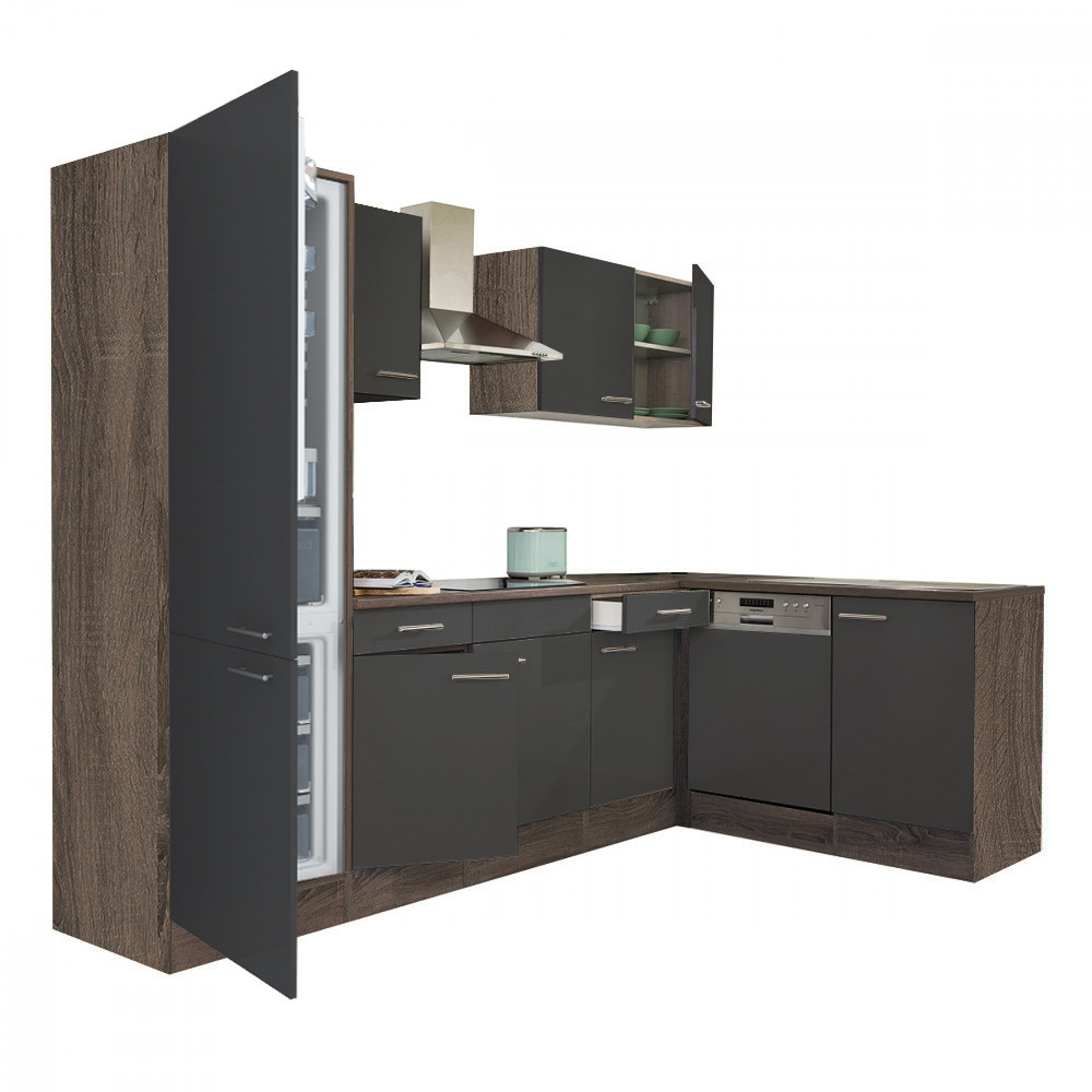 Leziter Unitate de bucătărie de colț Yorki 280 cu congelator inferior și frigider Mobalis Homvera