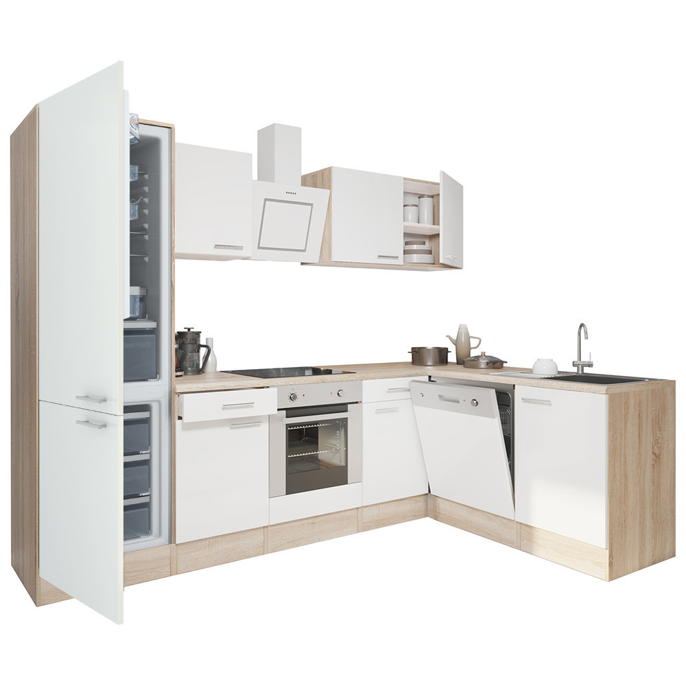 Leziter Unitate de bucătărie de colț Yorki 280 cu cuptor inferior și frigider cu congelator inferior Mobalis Homvera