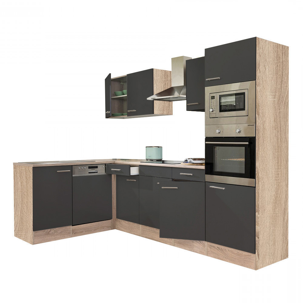 Leziter Unitate de bucătărie de colț Yorki 280 cu cuptor și cuptor cu microunde Mobalis Homvera