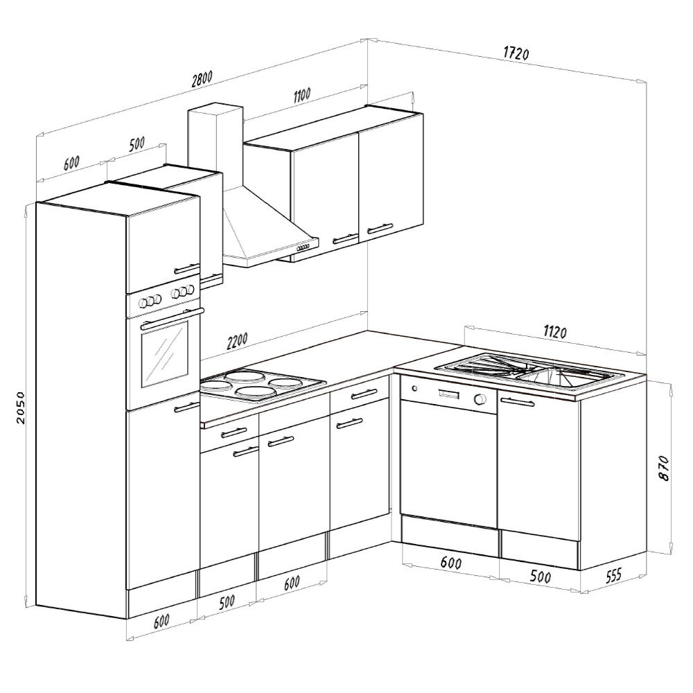 Leziter Unitate de bucătărie de colț Yorki 280 cu cuptor și cuptor cu microunde Mobalis Homvera