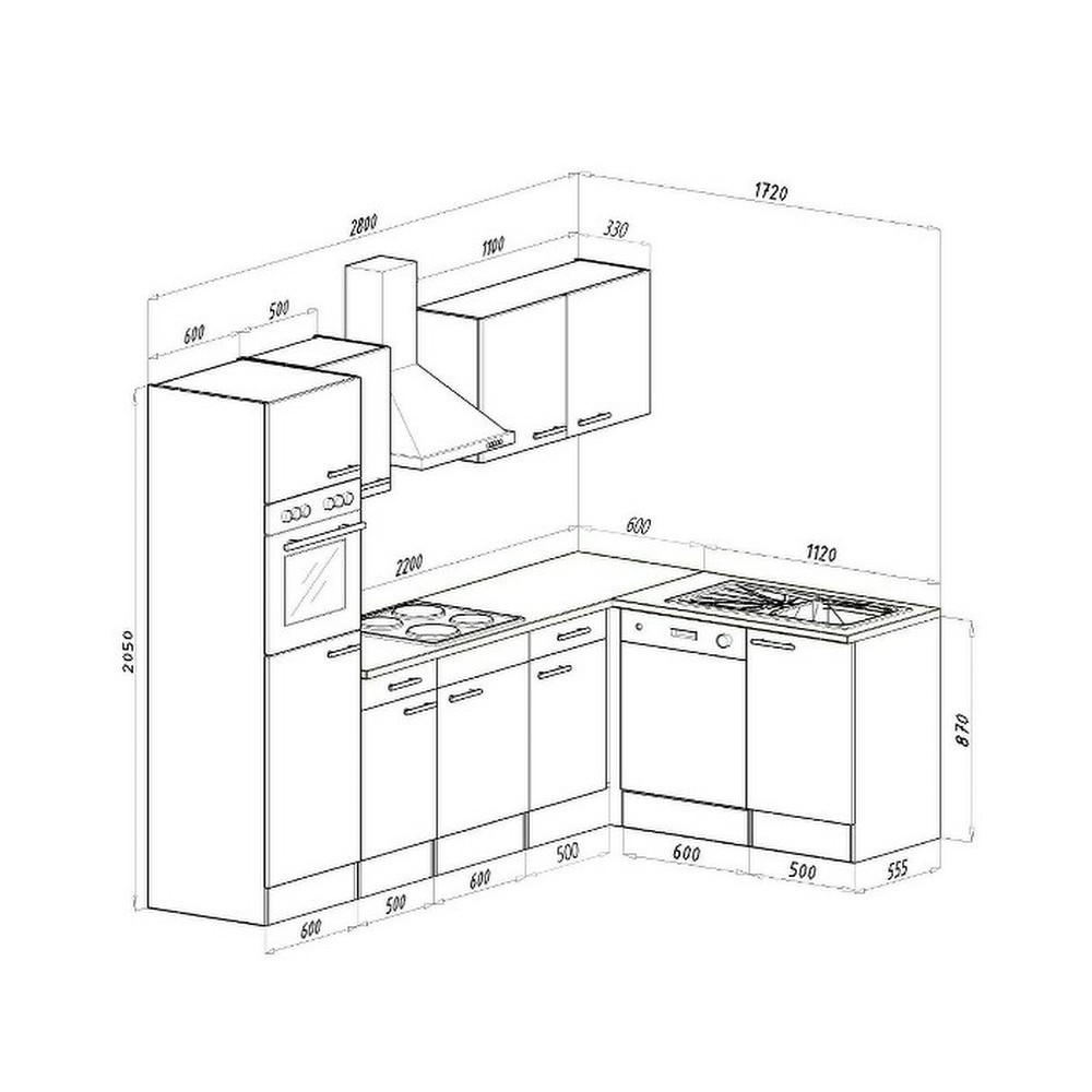 Leziter Unitate de bucătărie de colț Yorki 280 cu cuptor și cuptor cu microunde Mobalis Homvera