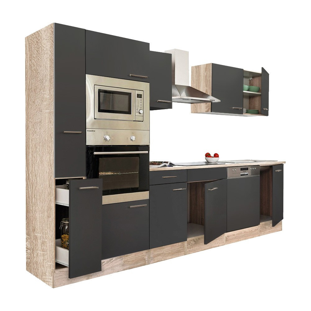 Leziter Mobilă de bucătărie Yorki 310 cu cuptor și cuptor cu microunde Mobalis Homvera