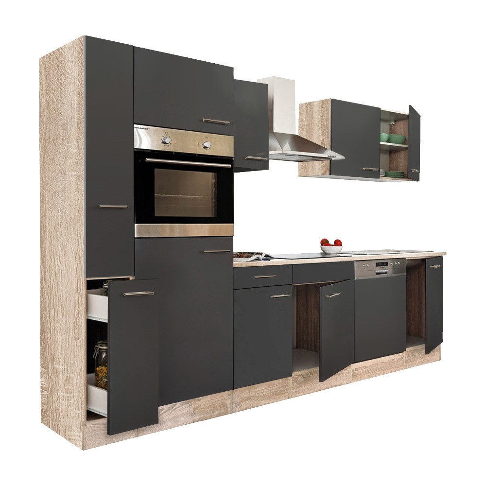 Leziter Mobilă de bucătărie Yorki 310 cu cuptor și cuptor cu microunde Mobalis Homvera