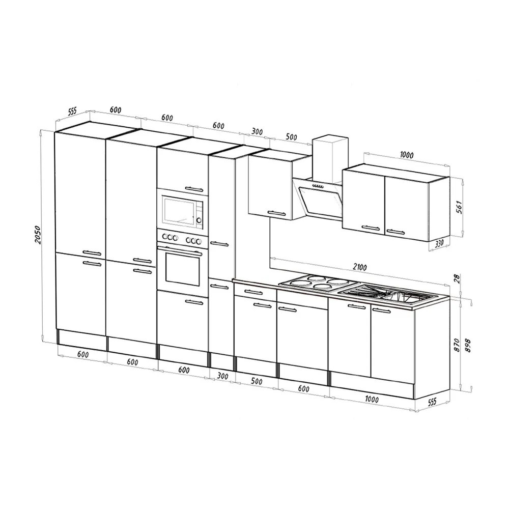 Leziter Mobilă de bucătărie Yorki 420 cu congelator inferior și frigider Mobalis Homvera