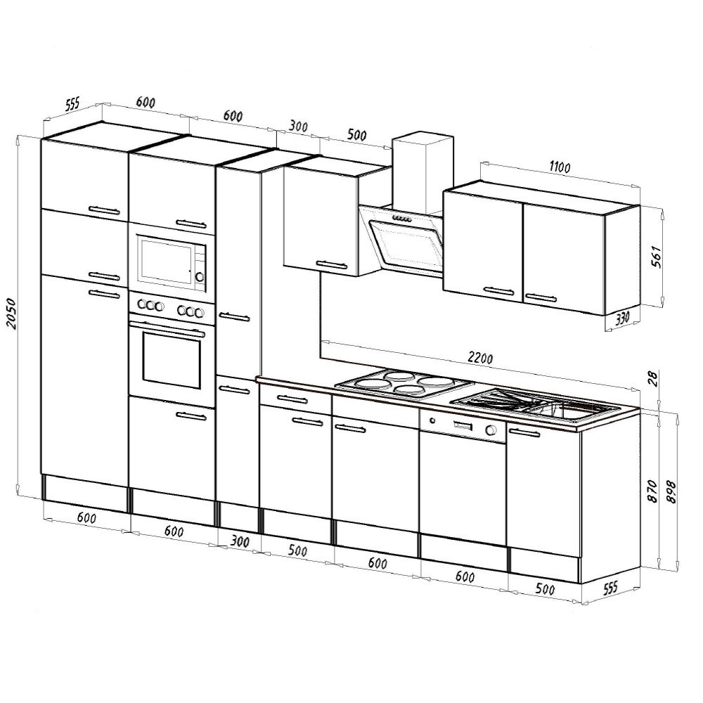 Leziter Mobilier de bucătărie Yorki 370 cu frigider cu congelator superior Mobalis Homvera