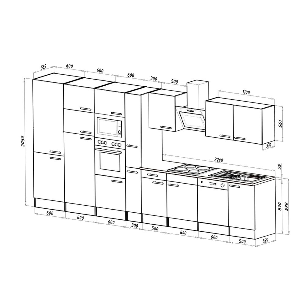 Leziter Mobilier de bucătărie Yorki 430 cu frigider cu congelator superior Mobalis Homvera