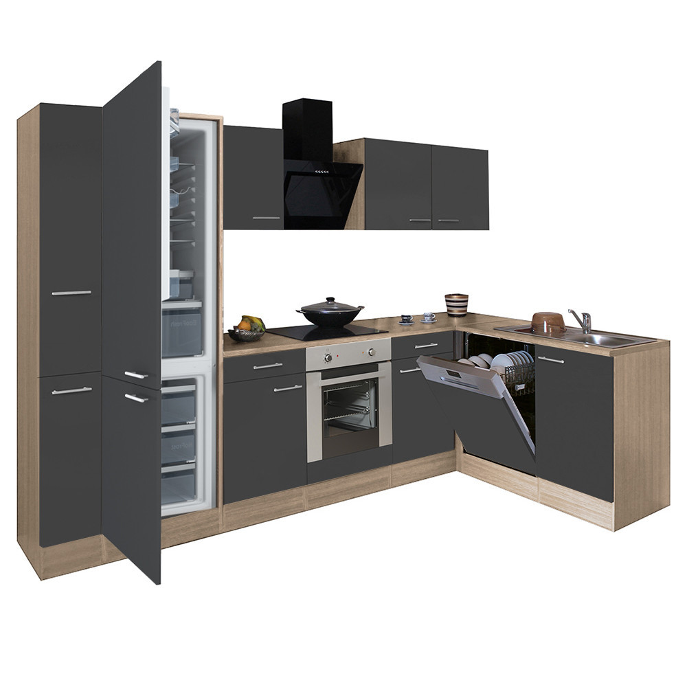 Leziter Unitate de bucătărie de colț Yorki 310 cu cuptor inferior și frigider cu congelator inferior Mobalis Homvera