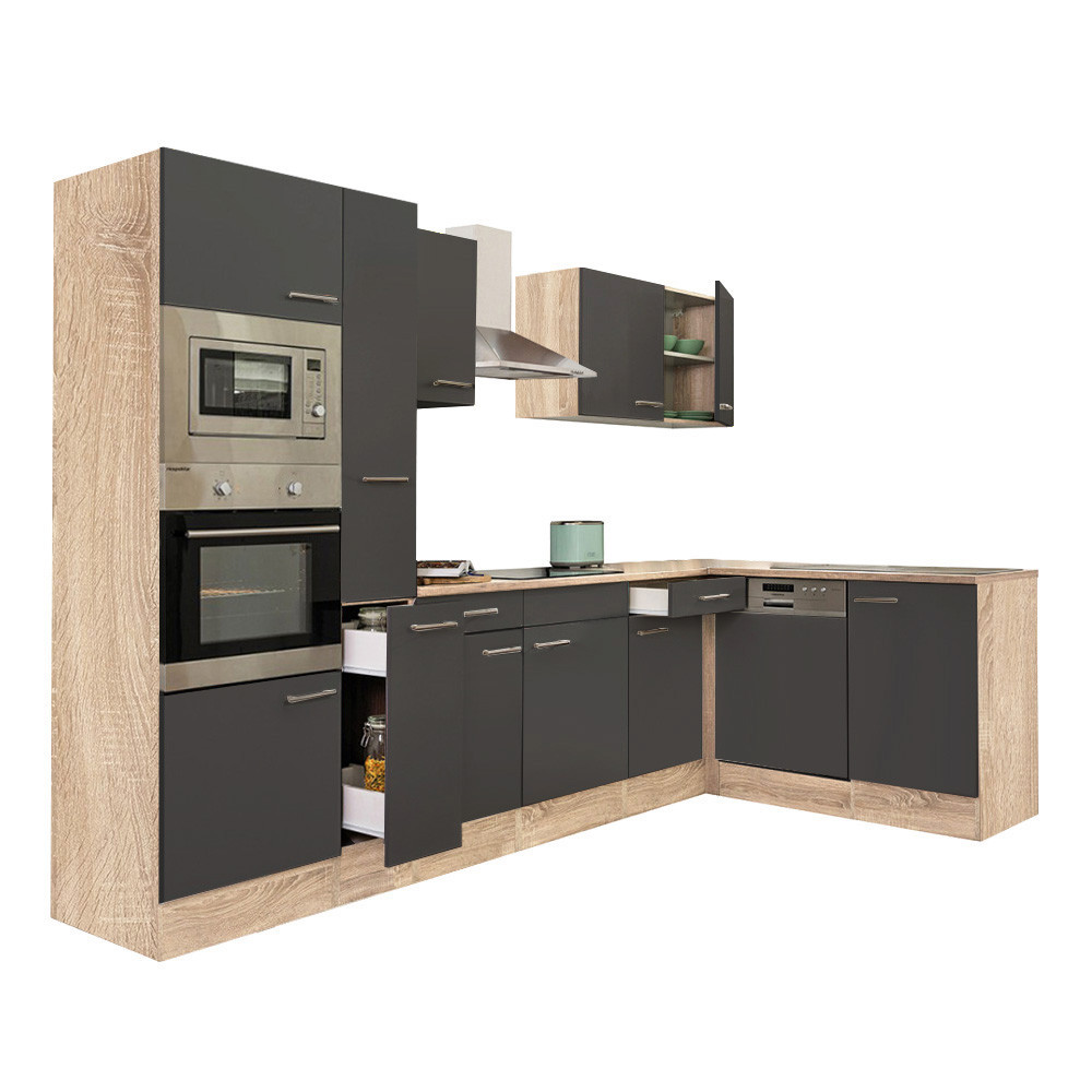 Leziter Unitate de bucătărie de colț Yorki 310 cu cuptor și cuptor cu microunde Mobalis Homvera