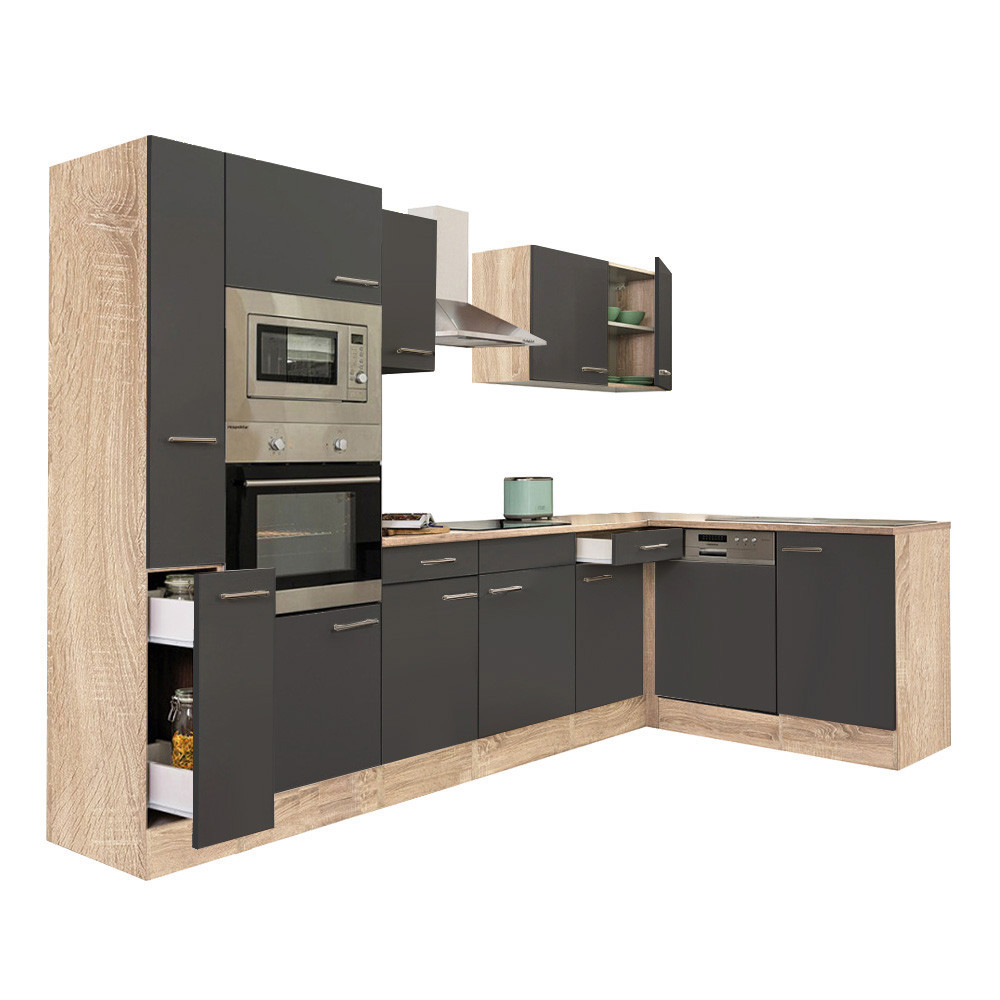 Leziter Unitate de bucătărie de colț Yorki 310 cu cuptor și cuptor cu microunde Mobalis Homvera