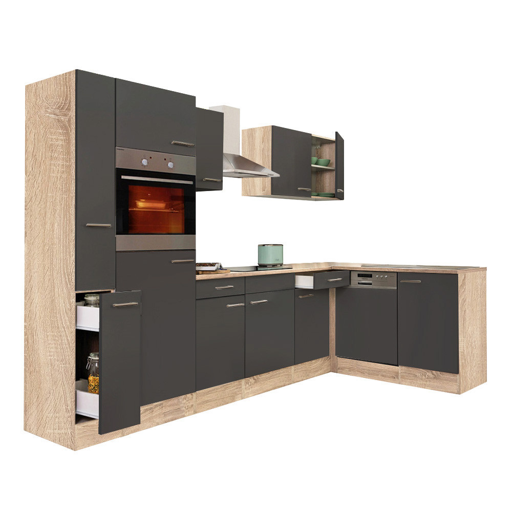 Leziter Unitate de bucătărie de colț Yorki 310 cu cuptor și cuptor cu microunde Mobalis Homvera