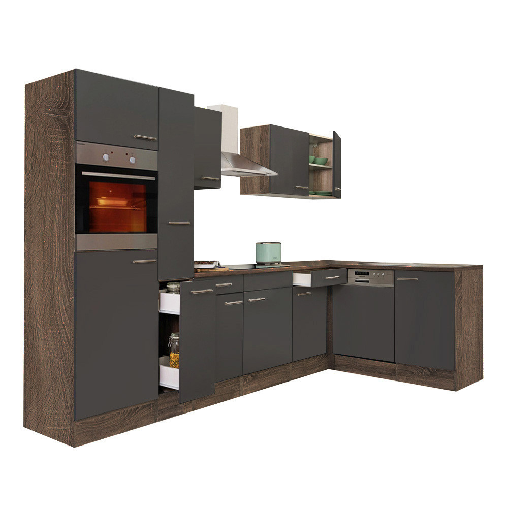 Leziter Unitate de bucătărie de colț Yorki 310 cu cuptor și cuptor cu microunde Mobalis Homvera