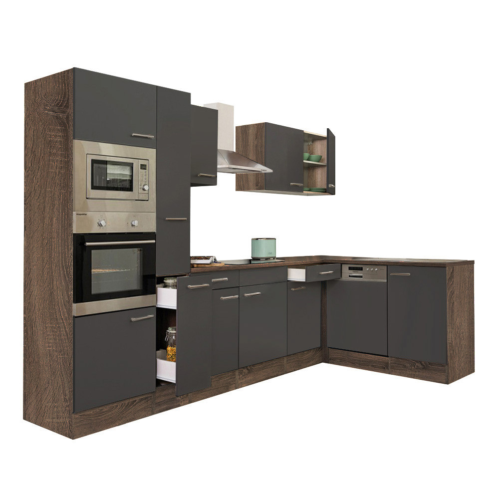 Leziter Unitate de bucătărie de colț Yorki 310 cu cuptor și cuptor cu microunde Mobalis Homvera