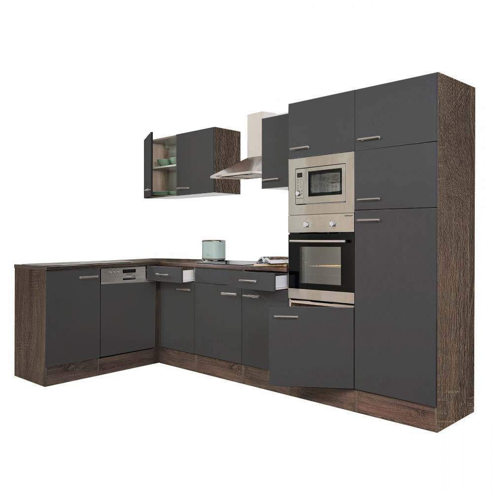 Leziter Unitate de bucătărie de colț Yorki 340 cu congelator superior și frigider Mobalis Homvera