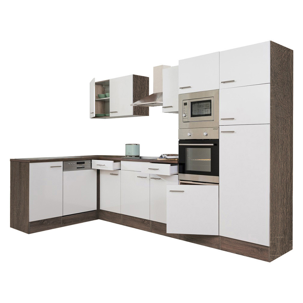 Leziter Unitate de bucătărie de colț Yorki 340 cu congelator superior și frigider Mobalis Homvera