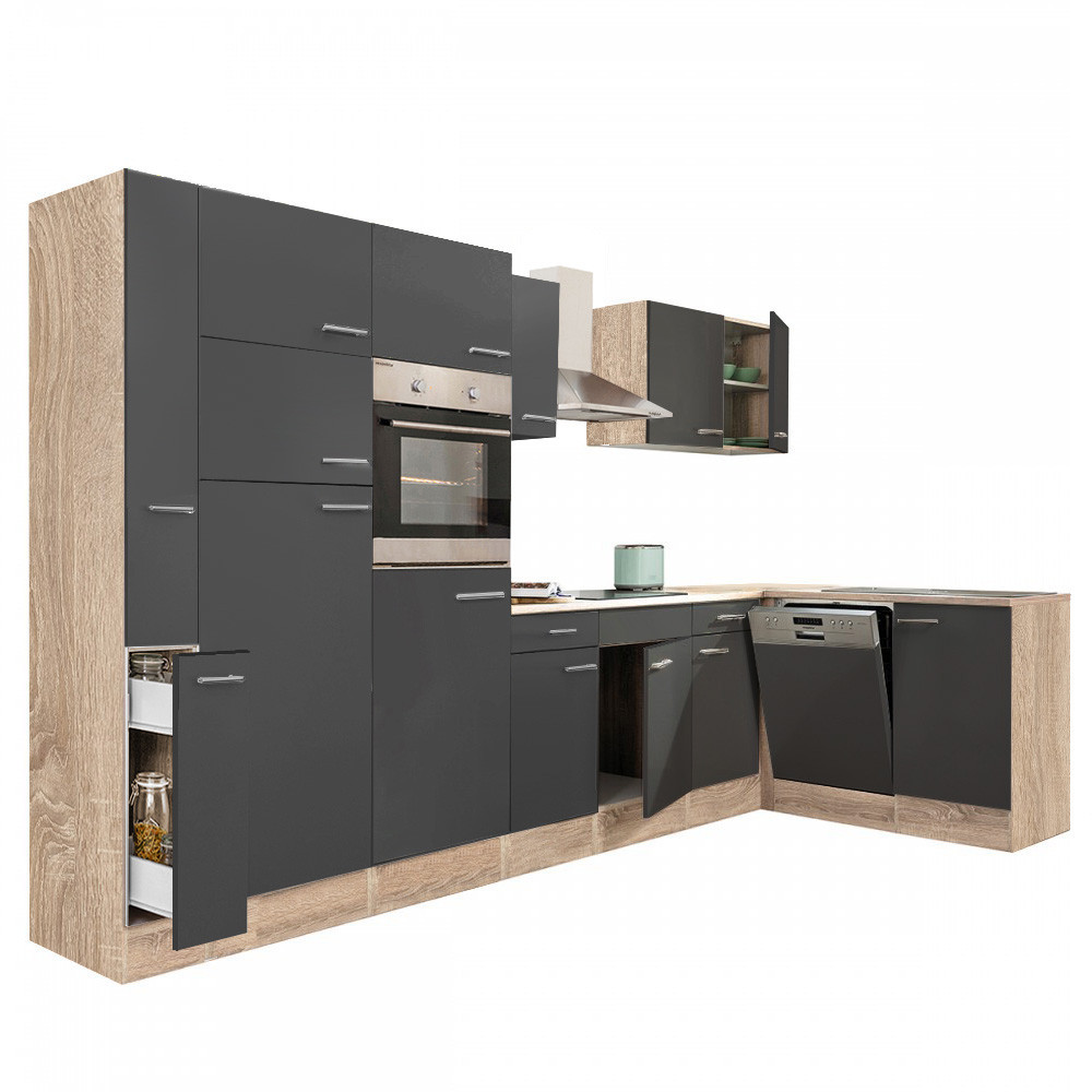 Leziter Unitate de bucătărie de colț Yorki 370 cu congelator superior și frigider Mobalis Homvera