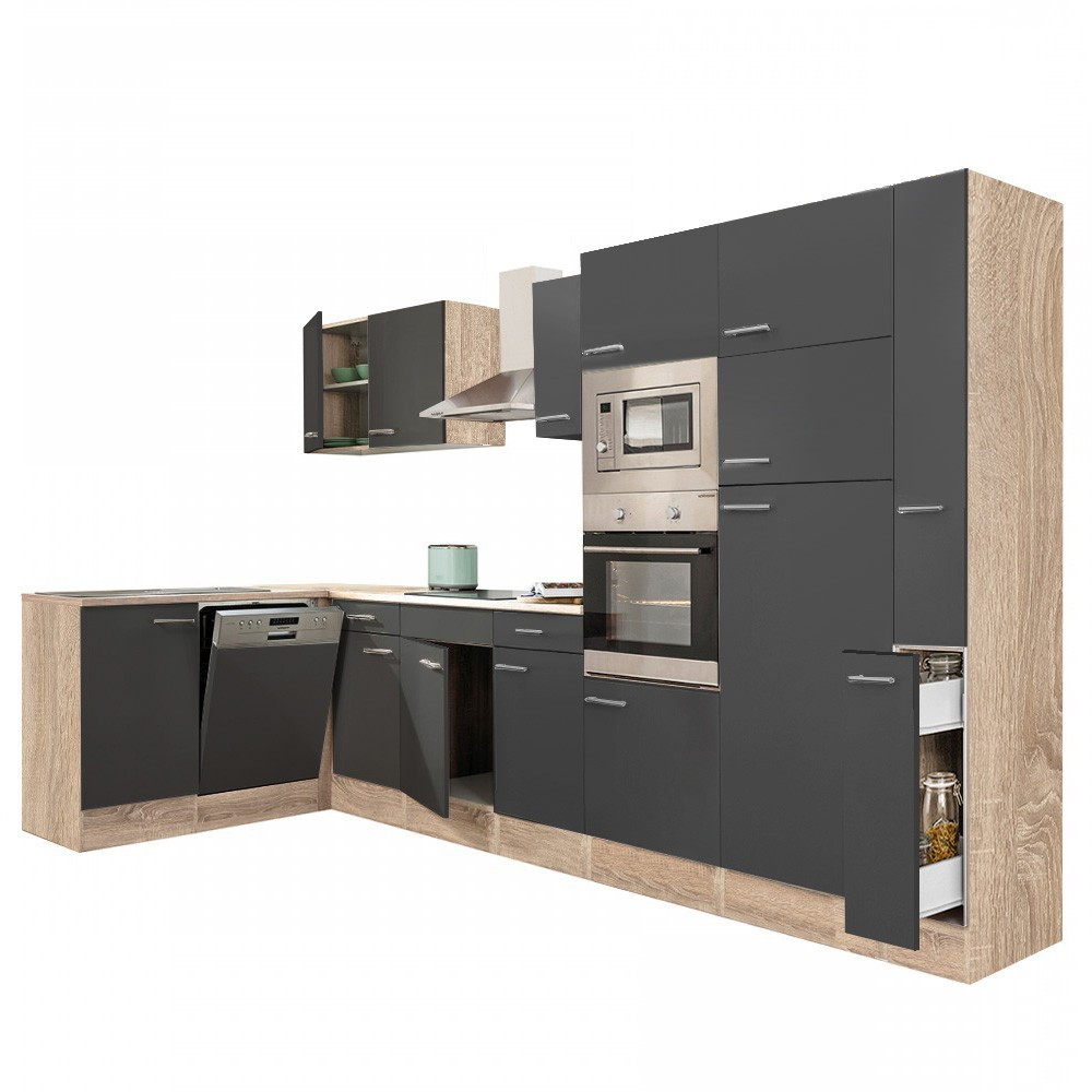 Leziter Unitate de bucătărie de colț Yorki 370 cu congelator superior și frigider Mobalis Homvera