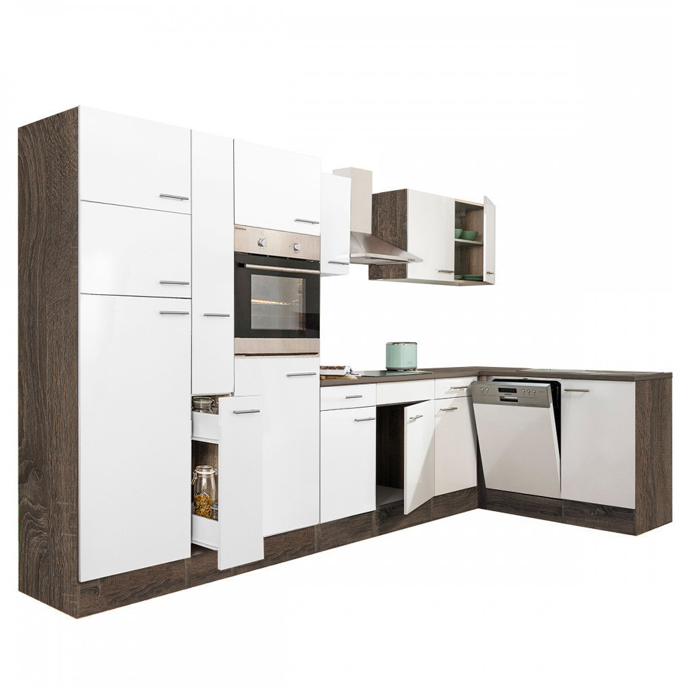 Leziter Unitate de bucătărie de colț Yorki 370 cu congelator superior și frigider Mobalis Homvera