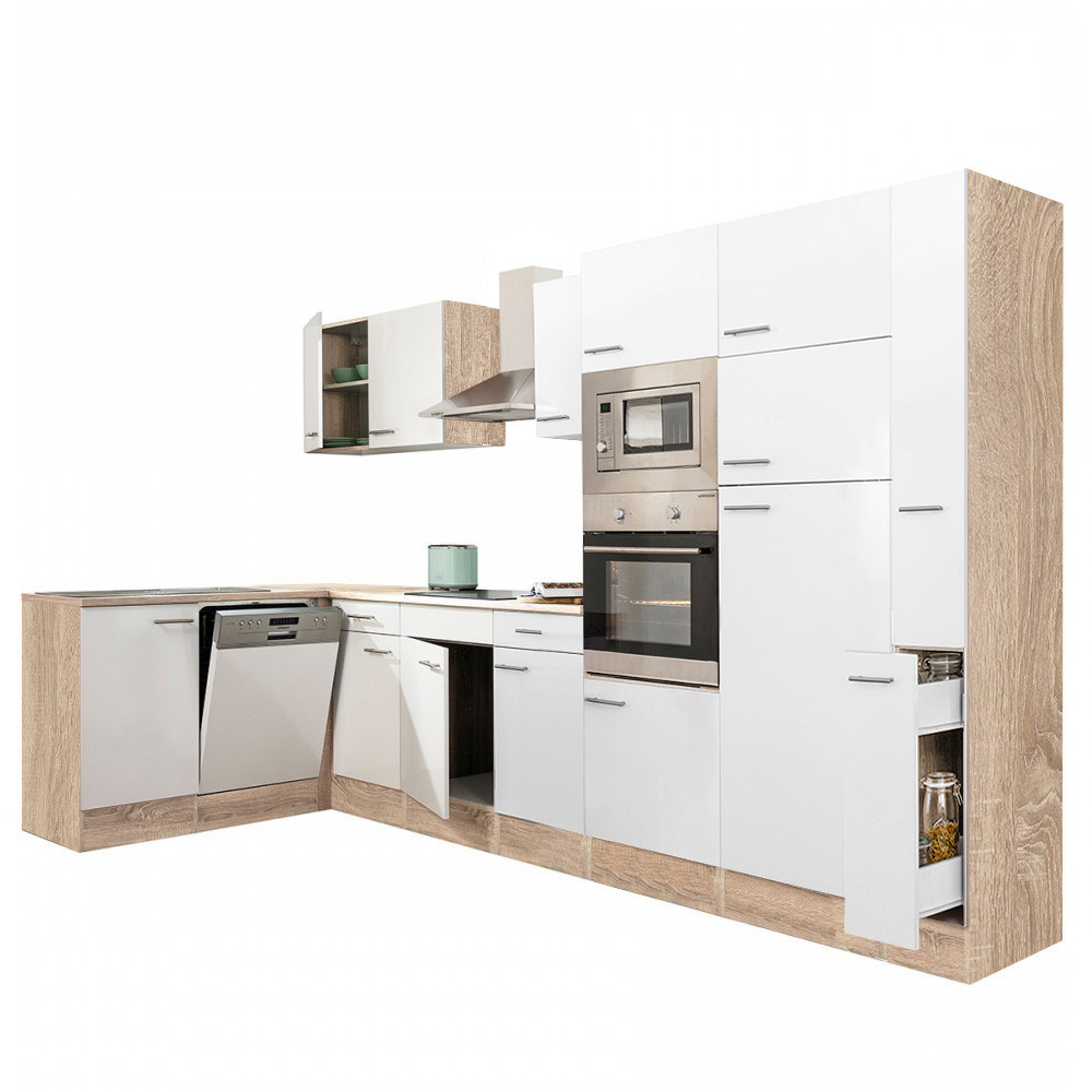 Leziter Unitate de bucătărie de colț Yorki 370 cu congelator superior și frigider Mobalis Homvera