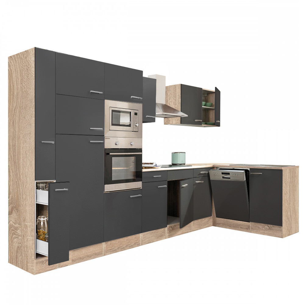 Leziter Unitate de bucătărie de colț Yorki 370 cu congelator superior și frigider Mobalis Homvera