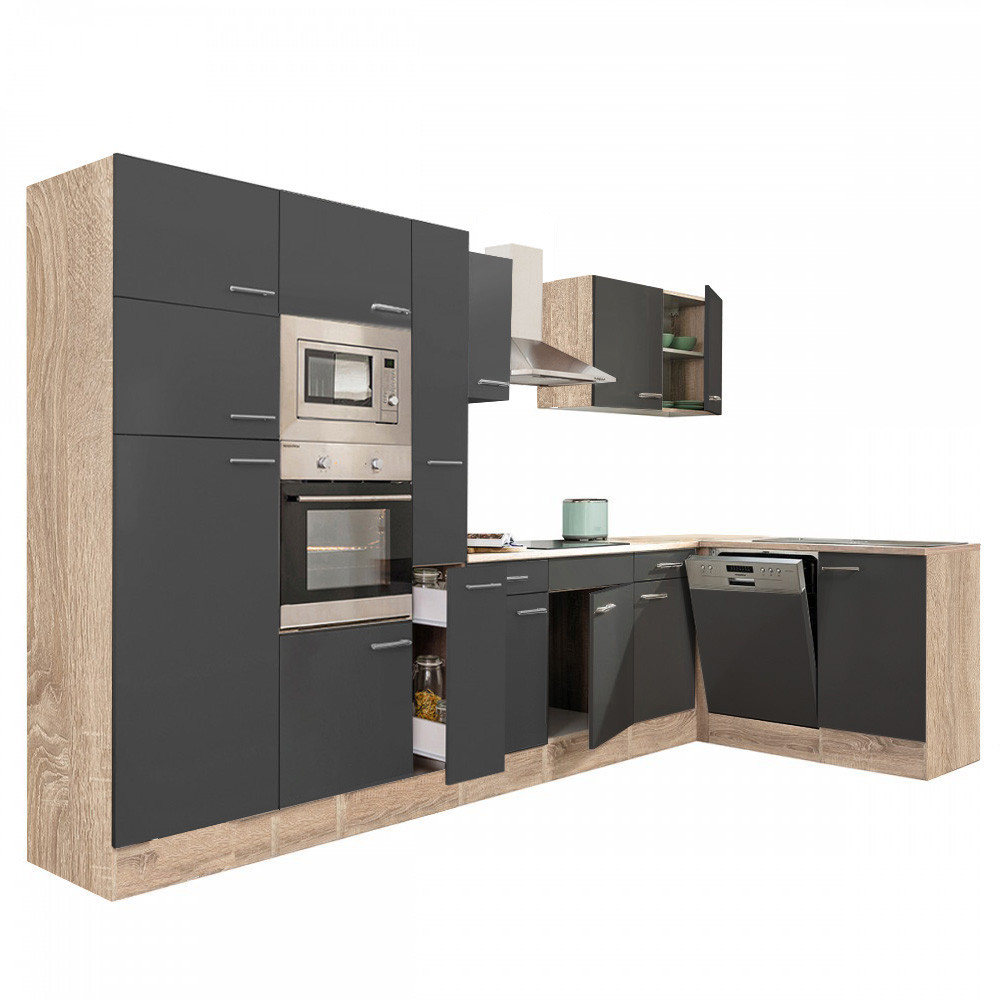 Leziter Unitate de bucătărie de colț Yorki 370 cu congelator superior și frigider Mobalis Homvera