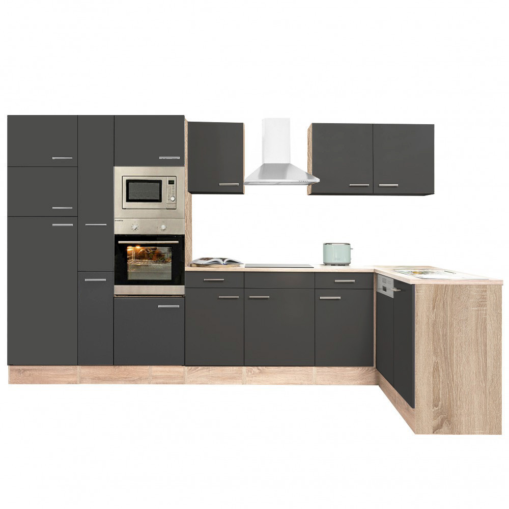 Leziter Unitate de bucătărie de colț Yorki 370 cu congelator superior și frigider Mobalis Homvera