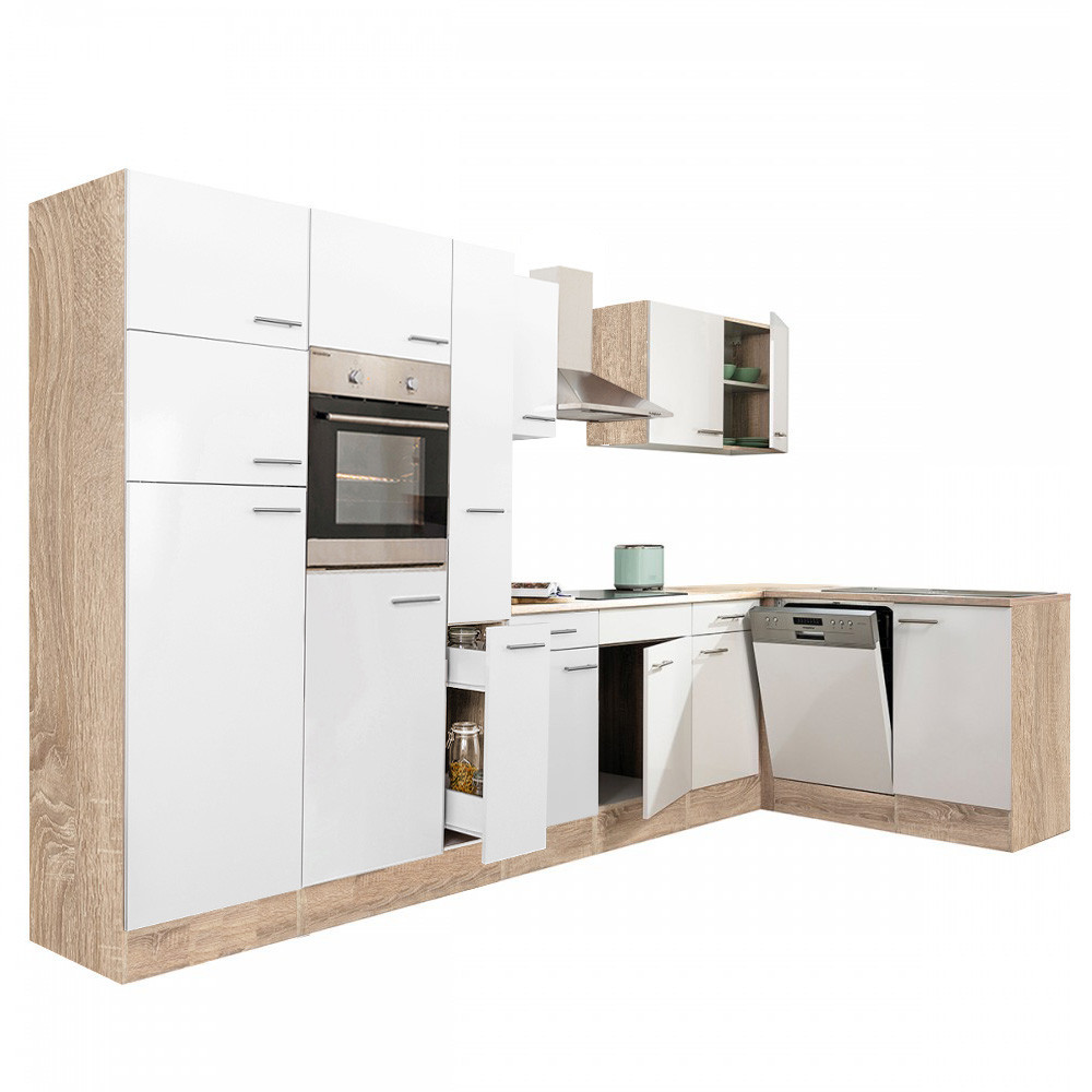 Leziter Unitate de bucătărie de colț Yorki 370 cu congelator superior și frigider Mobalis Homvera