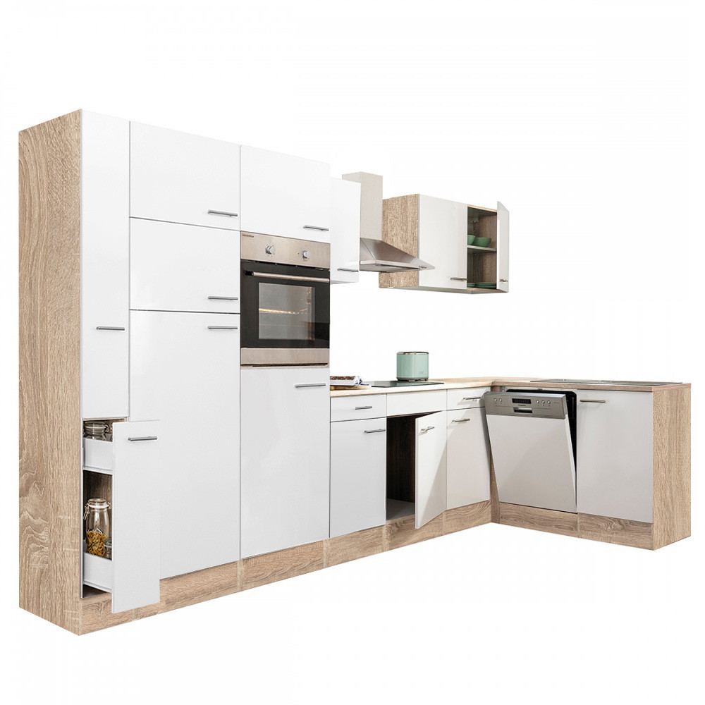 Leziter Unitate de bucătărie de colț Yorki 370 cu congelator superior și frigider Mobalis Homvera