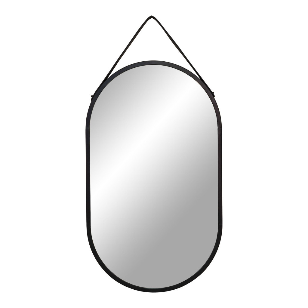 House Nordic Oglindă Trapani oțel/piele artificială, neagră, 35x60 Mobalis Homvera