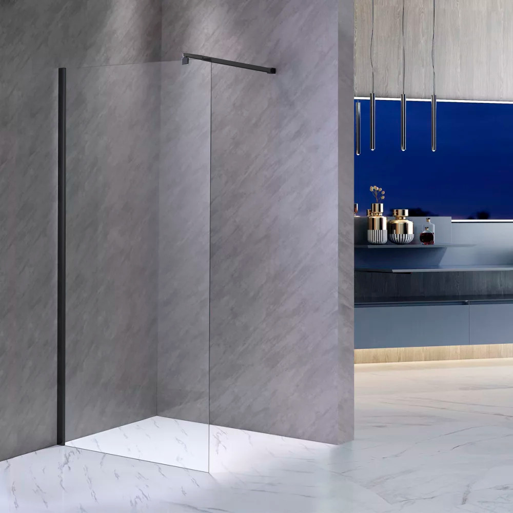 Leziter Cabină de duș River walk-in 70x190 cm neagră Mobalis Homvera