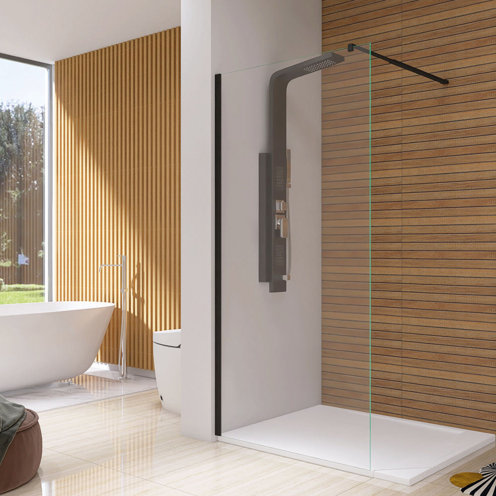 Leziter Cabină de duș River walk-in 90x190 cm neagră Mobalis Homvera