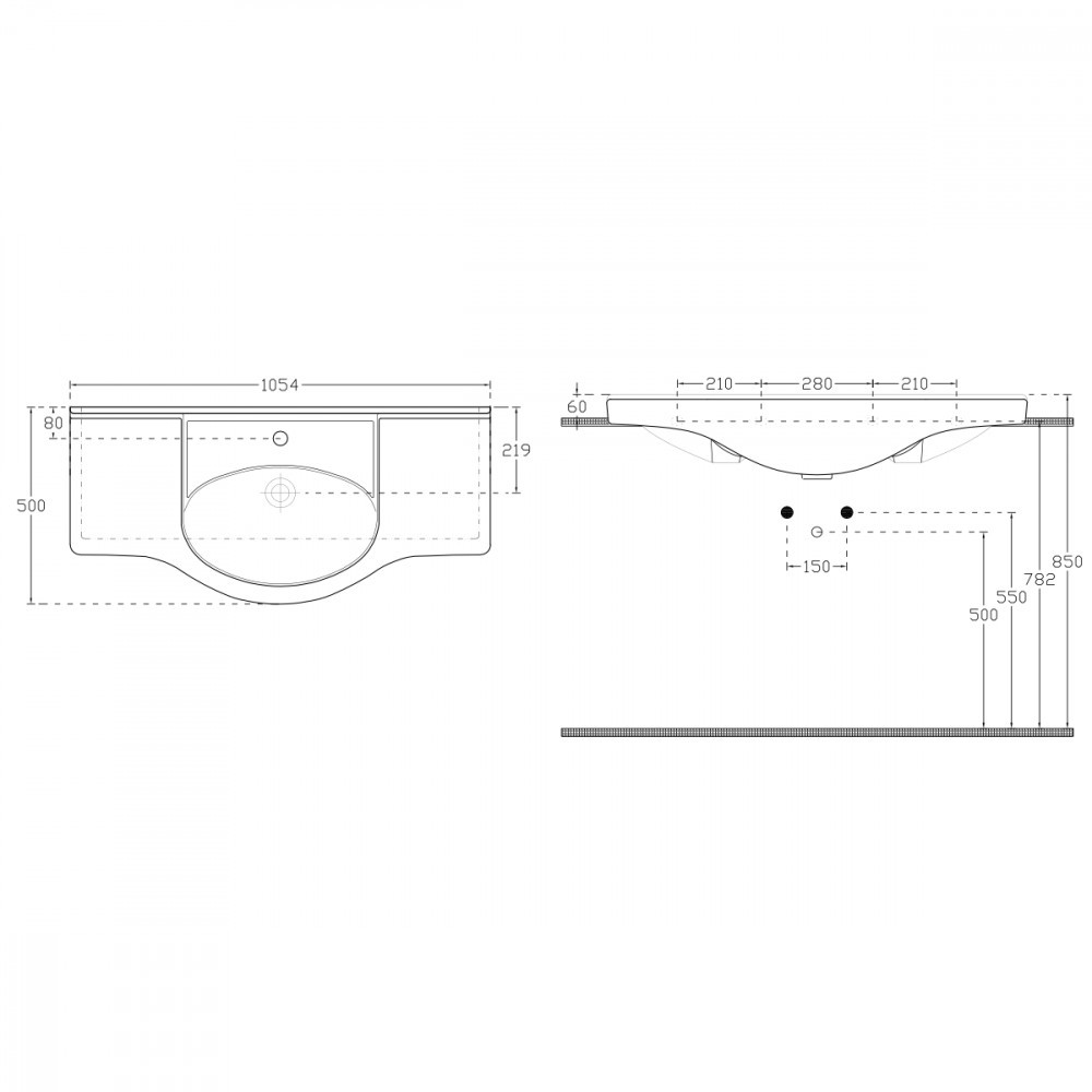 Leziter Lavoar ceramic cu aripi V105 105x50 cm Mobalis Homvera