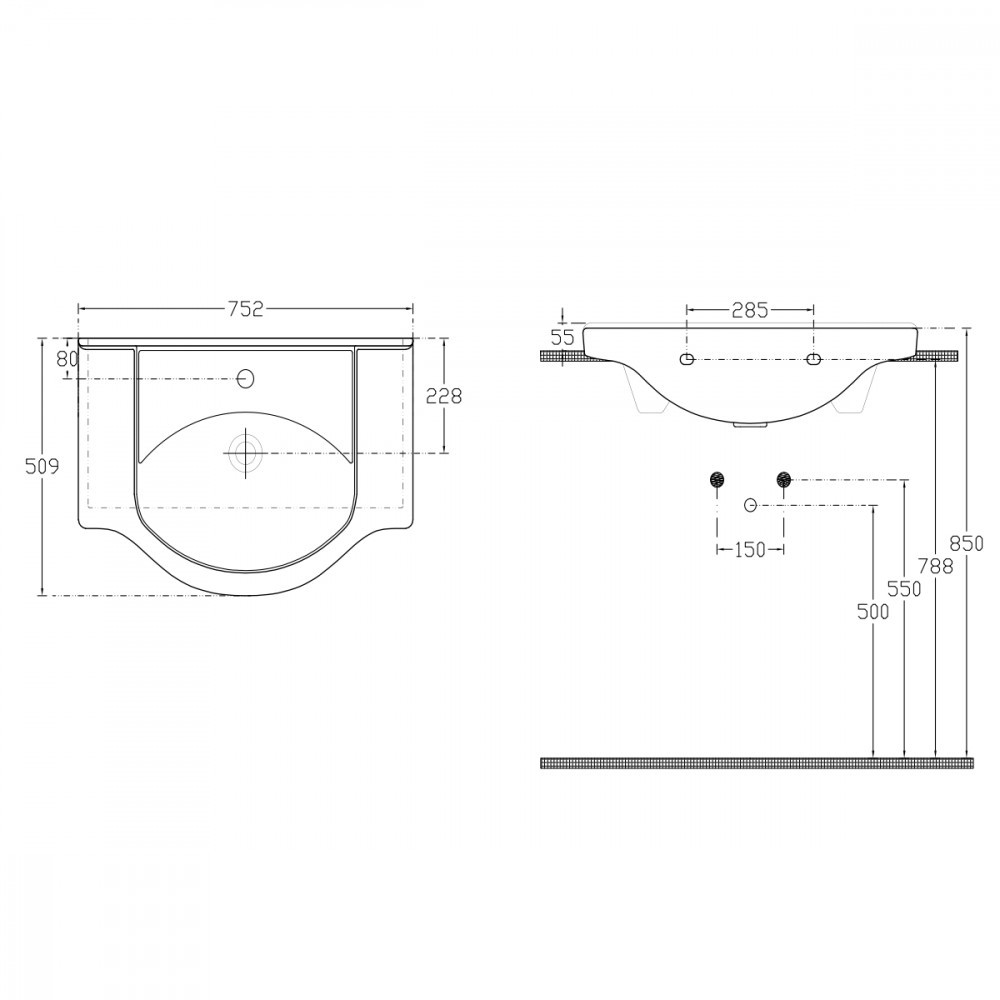 Leziter Lavoar ceramic cu aripi V75 75x48 cm Mobalis Homvera